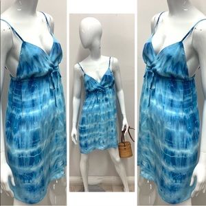 Gypsy 05 Blue Tie Dye Silk Lightweight Summer  Dress Size small